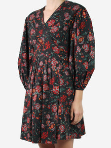 Diane Von Furstenberg black pre-owned floral printed wrap dress | SOTT